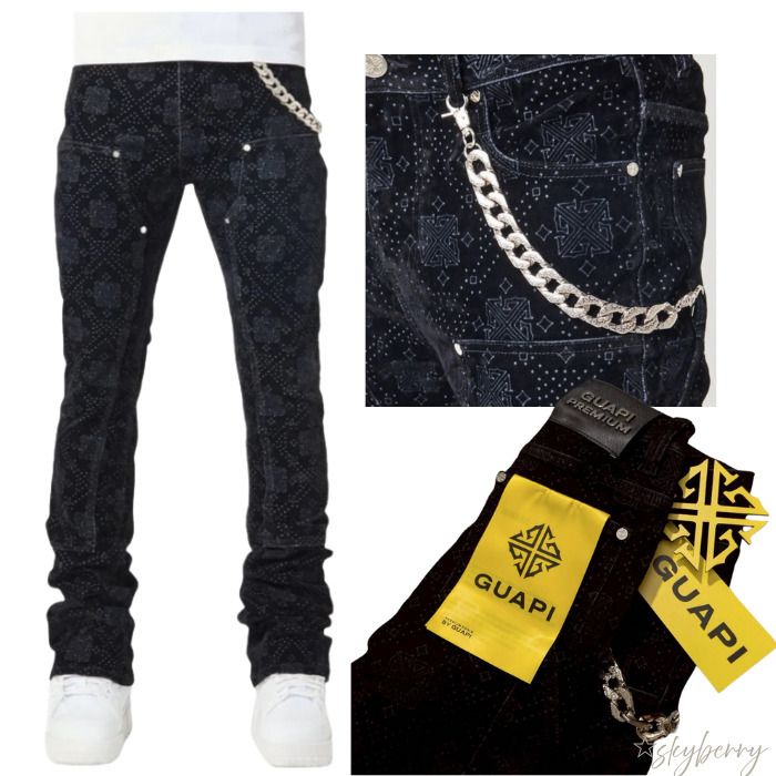 GUAPI☆モノグラム スリムフィット デニム チェーン ロゴ (GUAPI