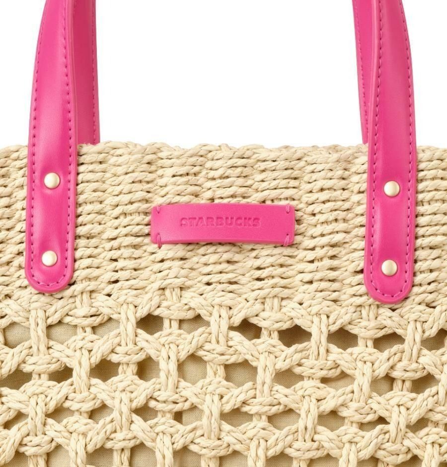 韓国 スタバ 限定】Aloha Raffia Totebag Pink｜韓国スタバ☆[25夏2