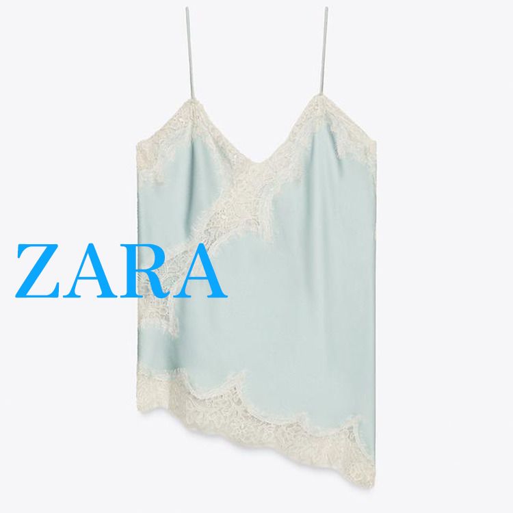 ZARA】ZW COLLECTION レーストリムキャミソールトップス (ZARA
