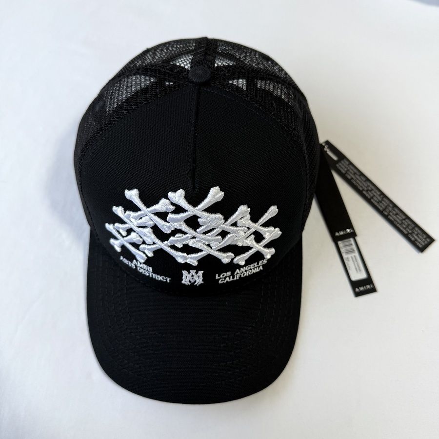 関税込 Amiri アミリ BONES STACKED TRUCKER メッシュ キャップ (AMIRI