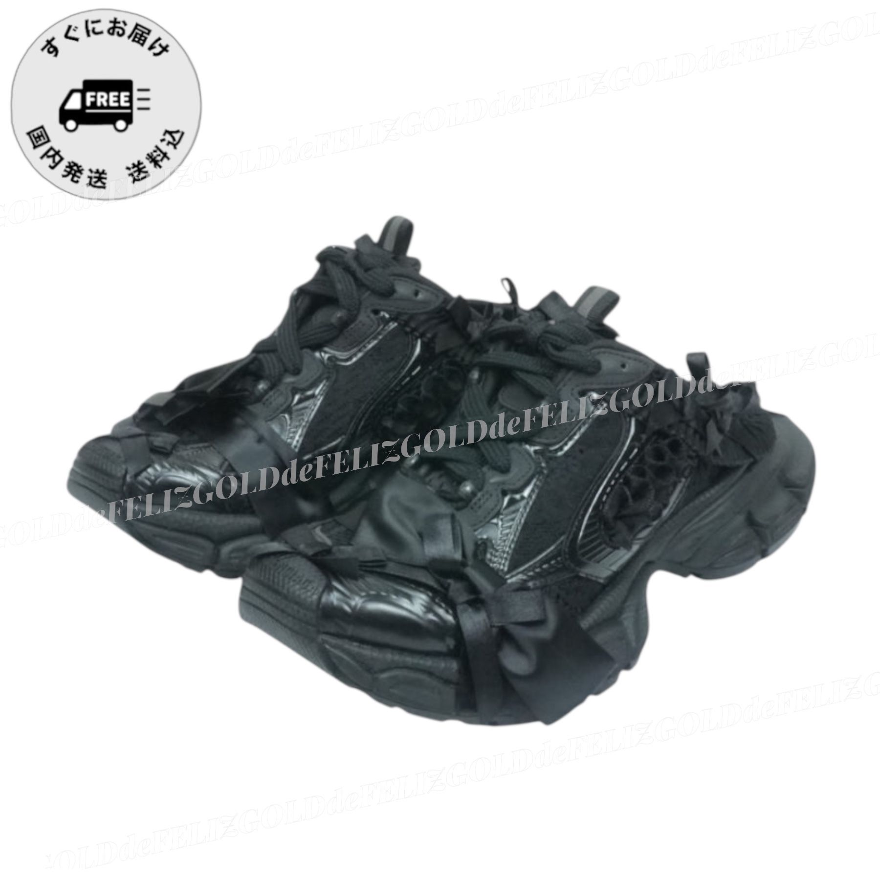 すぐ届く 人気 バレンシアガ 3XL レース ミュール ブラック