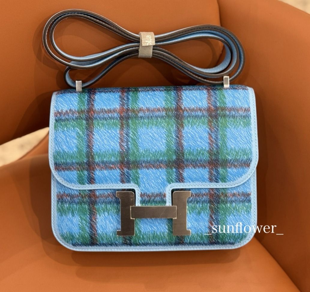 エルメス コンスタンスミニ タータンチェック ブルー (HERMES