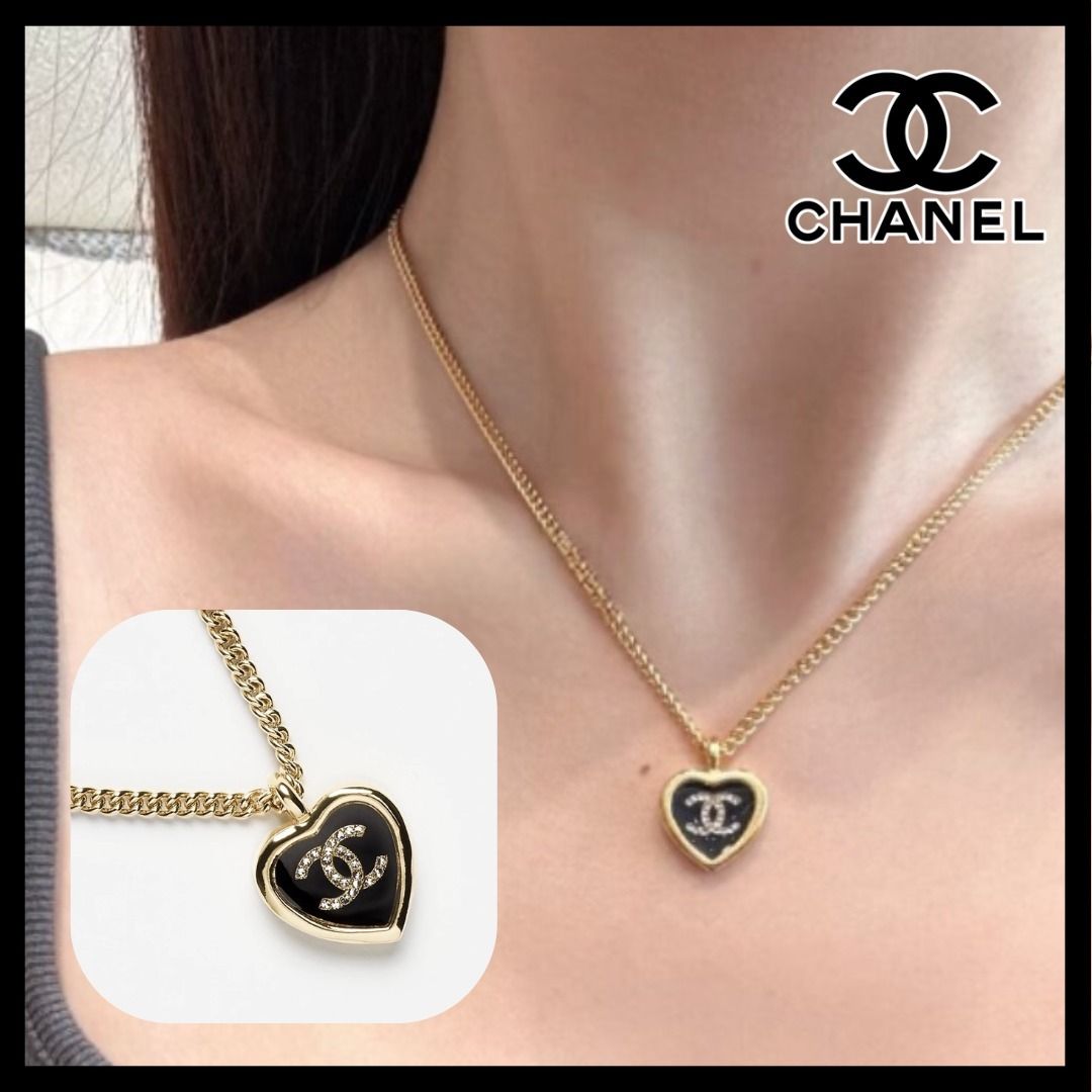 ブラックハート×CCロゴ♪】CHANEL ペンダント ネックレス (CHANEL