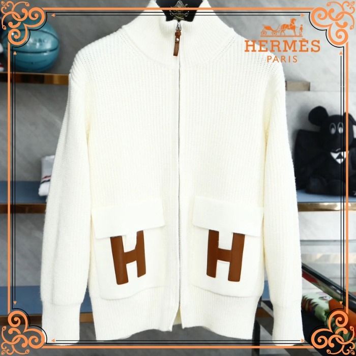 シンプル☆【エルメス】“H”ポケット上品ウールニット♪ (HERMES