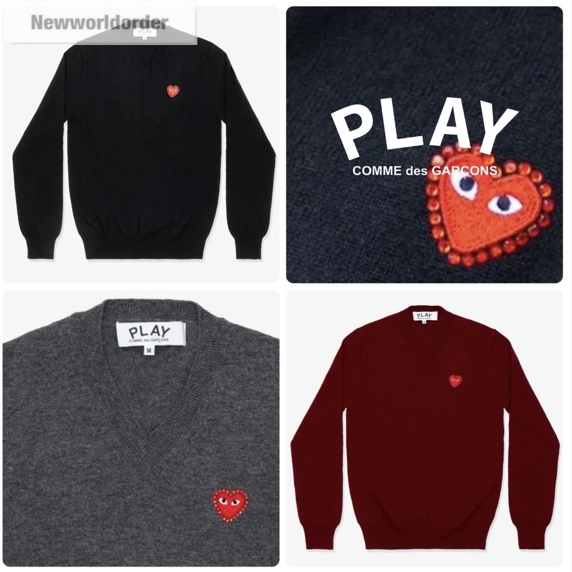 ラインストーン】プレイコムデギャルソン Vネックニット (COMME des