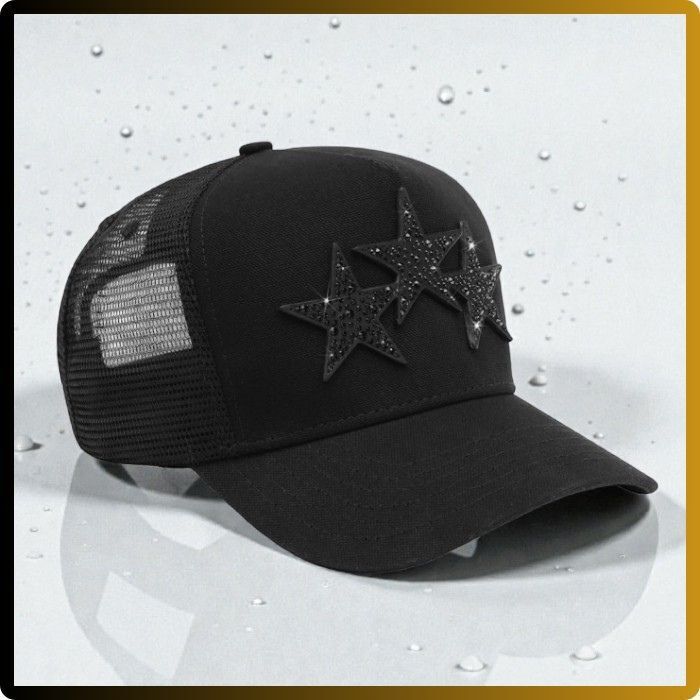 Amiri Crystal 3 Star Trucker Hat ブラック×クリスタル (AMIRI