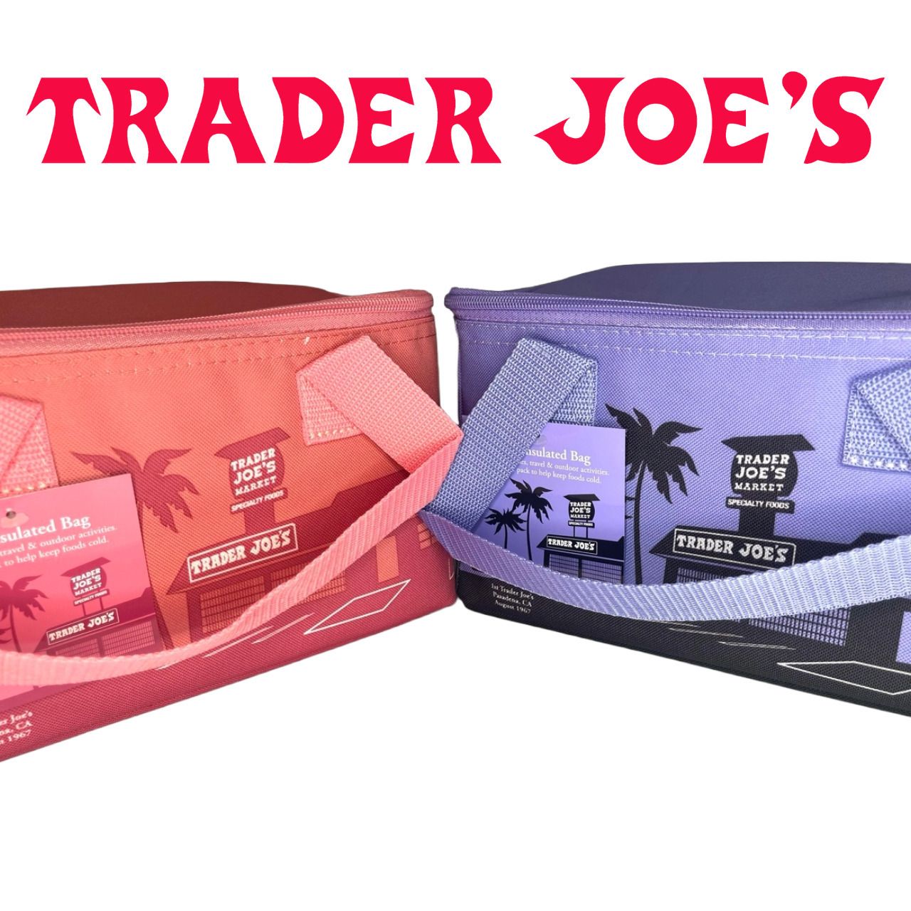 Trader Joe'sトレジョミニ保冷バッグ・ピンク＆ラベンダー (Trader