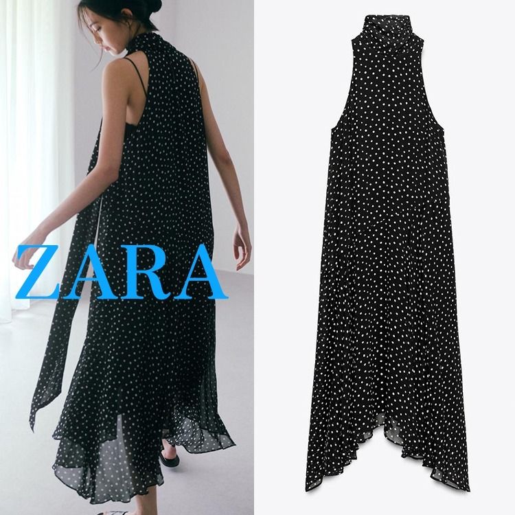 ZARA】ZW COLLECTION ホルターネック ドット柄ワンピース (ZARA
