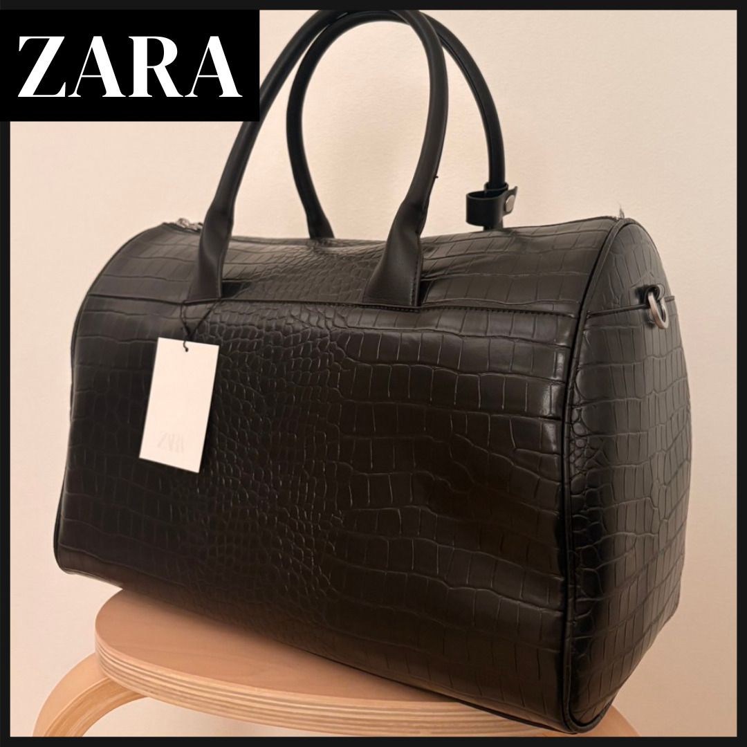 ZARA】クロコ型押しトラベルバッグ (ZARA/ボストンバッグ) 121591018