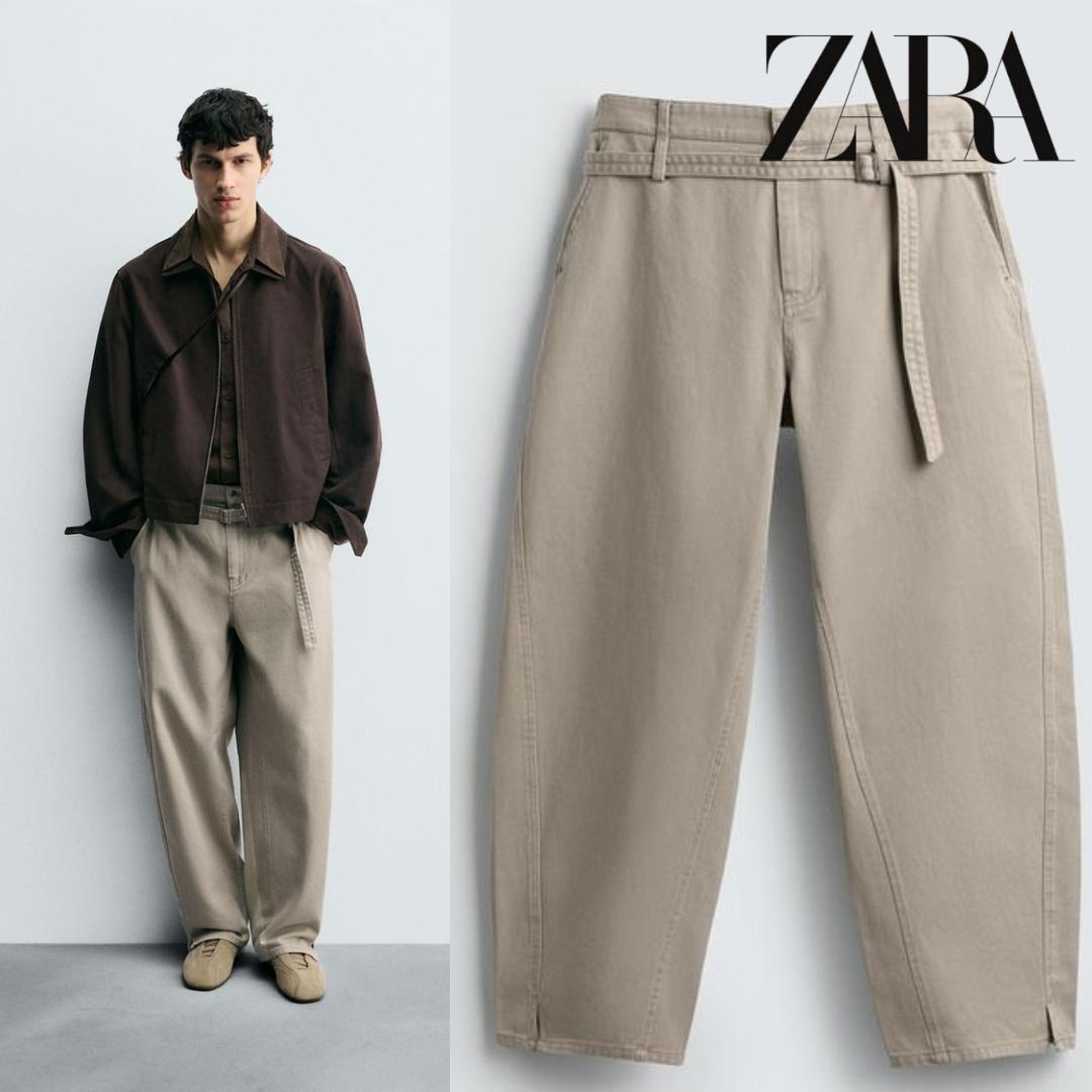 ZARA］ベルト付きワイドバルーンフィットパンツ (ZARA/チノパンツ