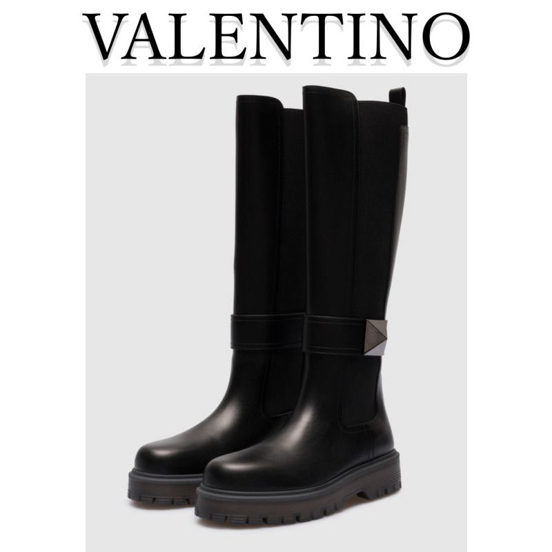 valentinoプラットフォーム 37厚底ロングブーツ Vロゴ ヴァレンティノ