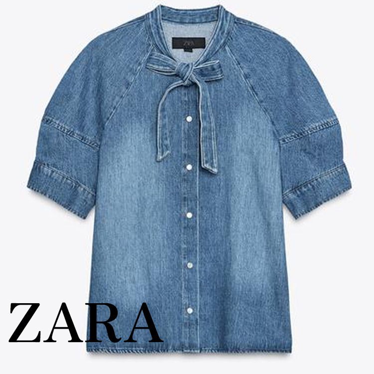 ZARA】ZW COLLECTION リボン付きデニムシャツ | 5216/244/427 (ZARA
