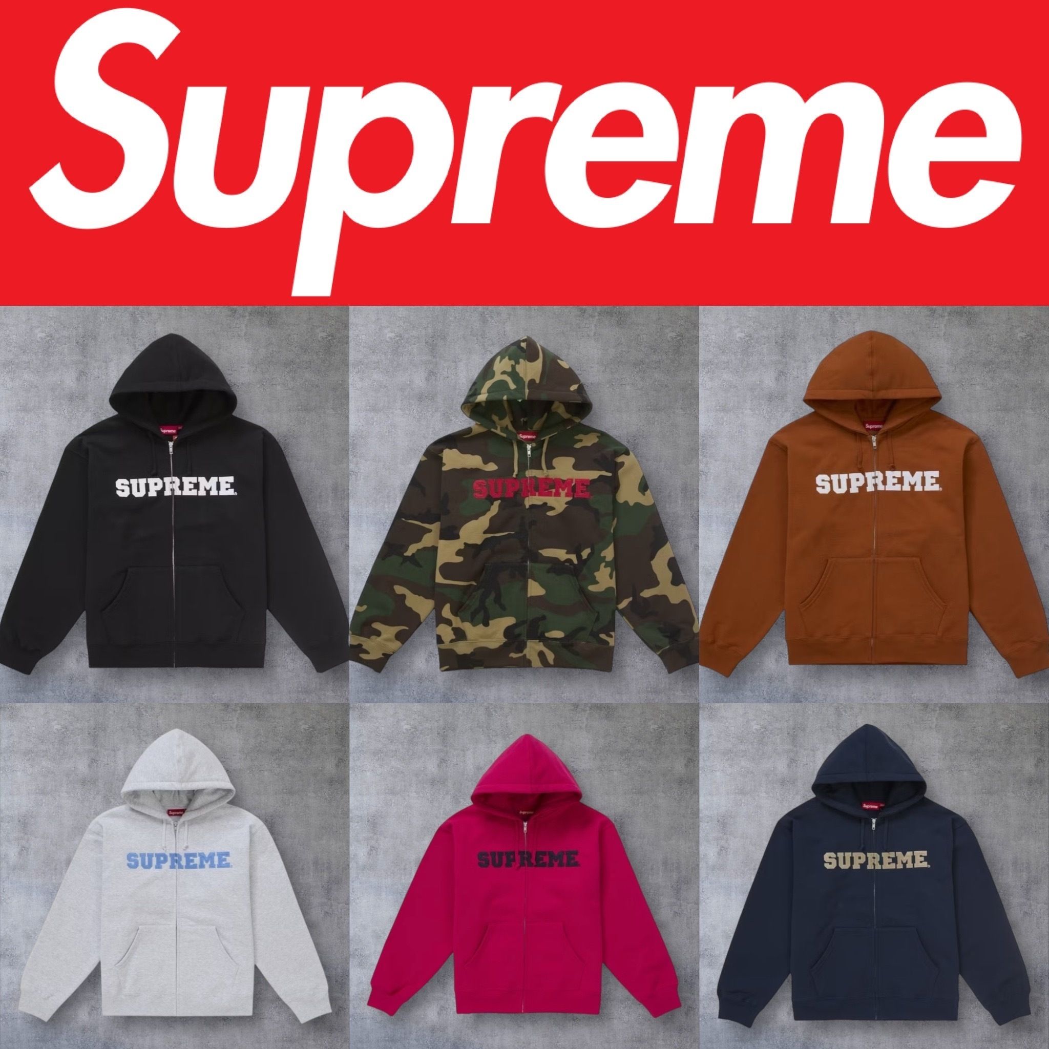 2025FW】Supreme Collegiate Applique ZipUp Hood Sweatshirt (Supreme