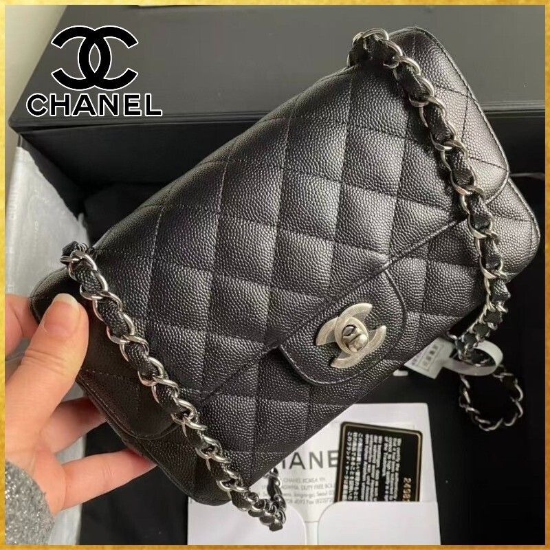 希少】CHANEL ミニ クラシック ハンドバッグ キャビアスキン (CHANEL