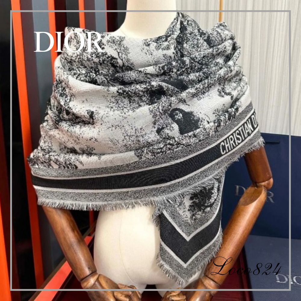 ひとつ上の私へ♡】 ディオール ロゴ入り 大判 ストール (Dior