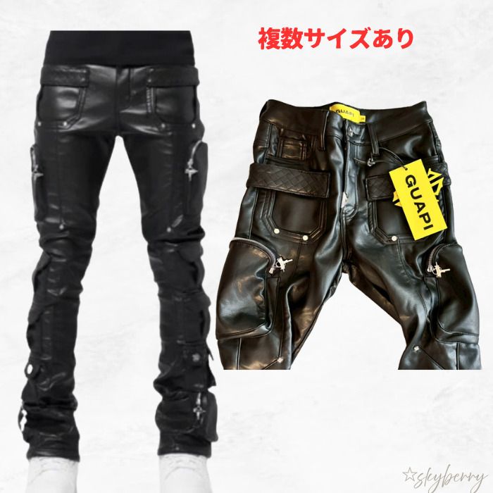 GUAPI ☆ オブシディアンブラックカーゴレザーパンツ (GUAPI/パンツ