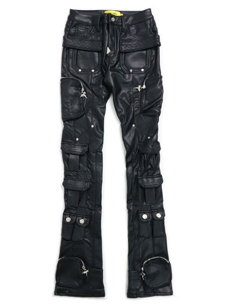 GUAPI オブシディアン ブラック カーゴ レザー パンツ すぐ届く (GUAPI