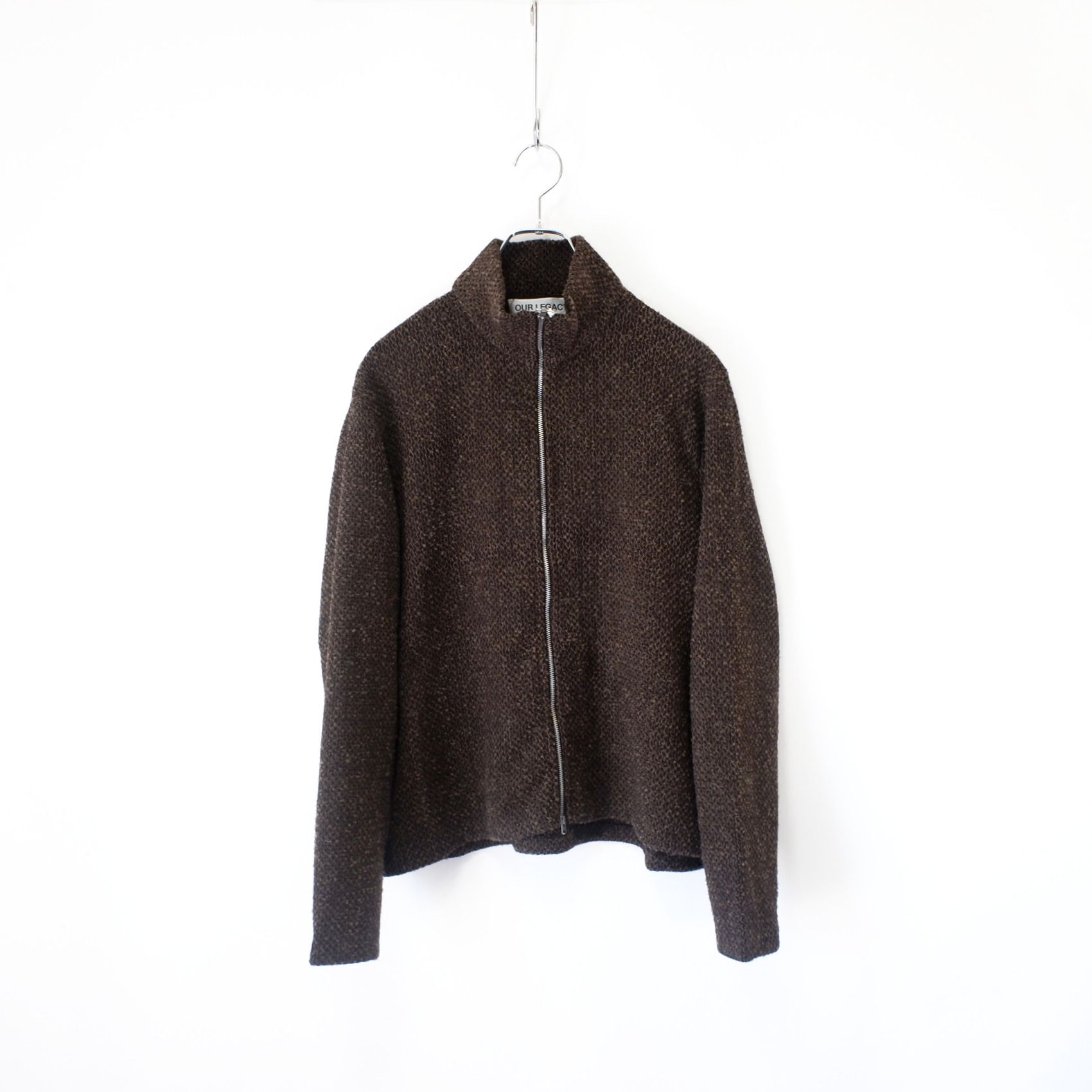 Our Legacy SHRUNKEN FULL ZIP POLO BROWN SPARSE BUCKLE WEAVE (OUR