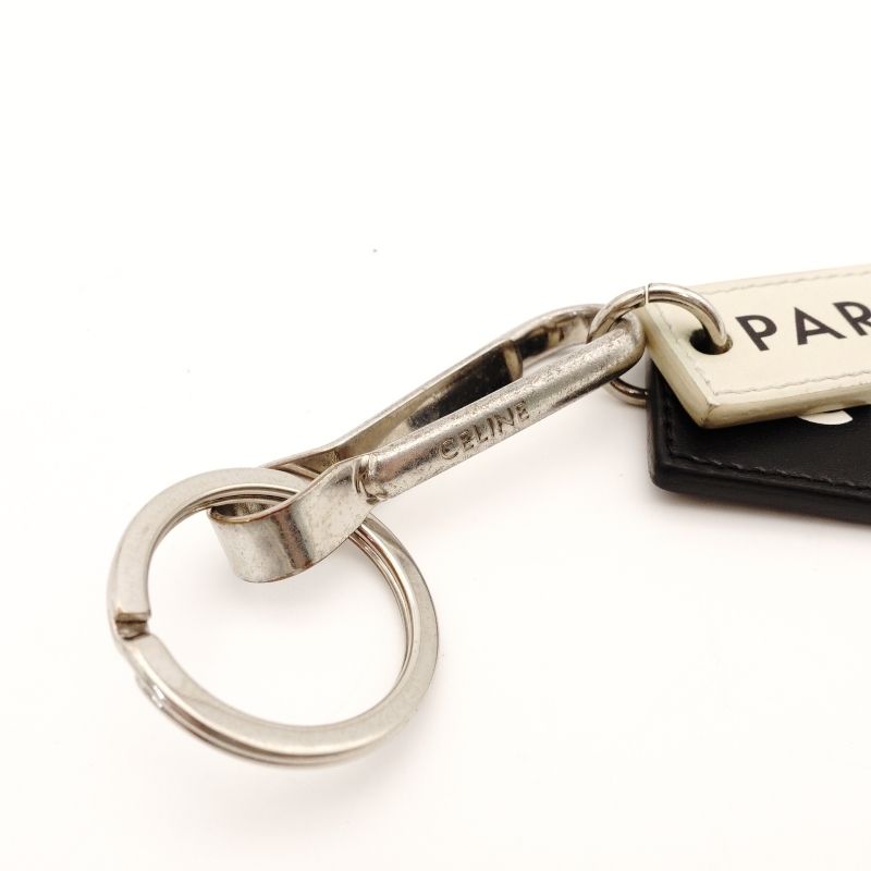セリーヌ CELINE ロゴ キーホルダー レザー ブラック チャーム (CELINE
