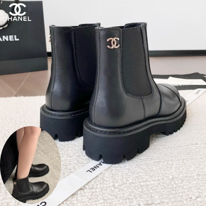 厚底可愛いCCロゴ】CHANEL ショートブーツ (CHANEL/ショートブーツ