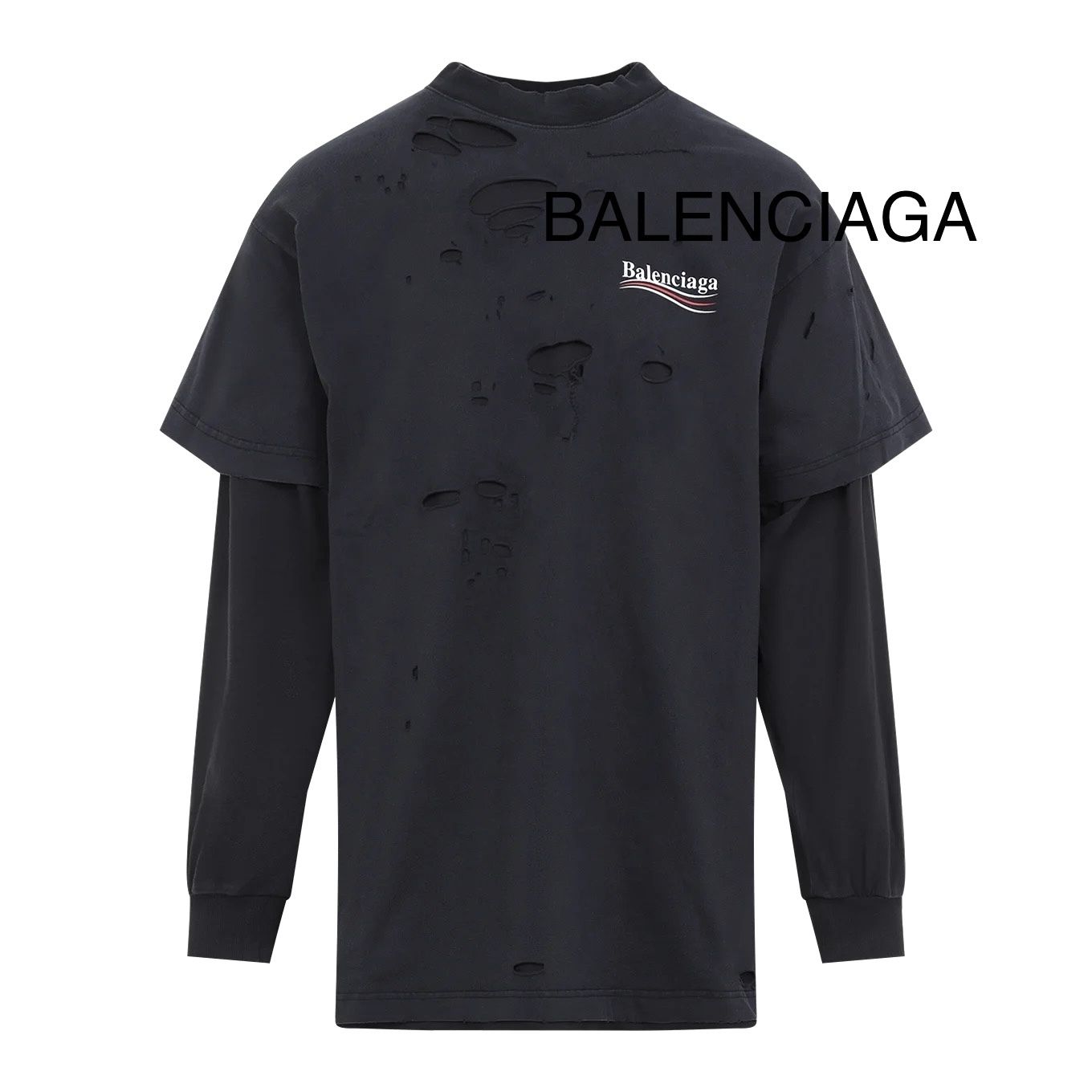 バレンシアガ デストロイド レイヤード ロングスリーブ Tシャツ