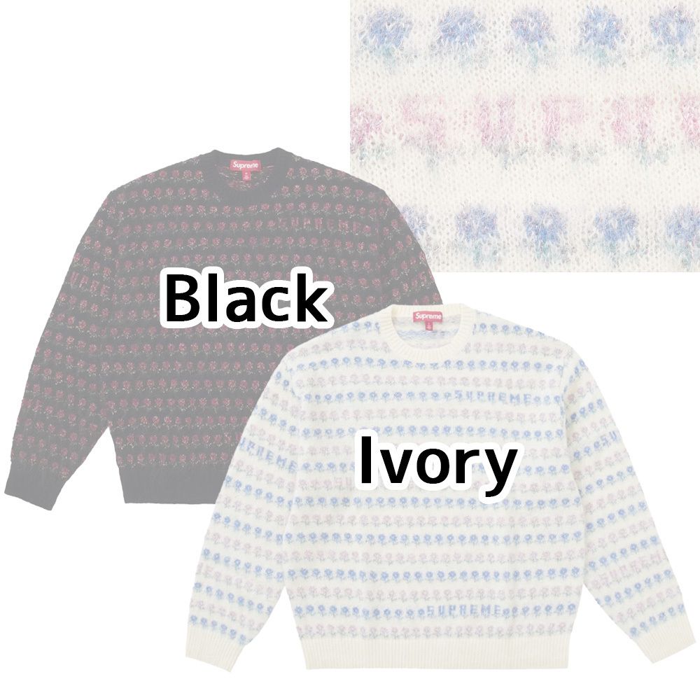 Supreme☆フラワー柄 モヘアブレンド メタリック セーター (Supreme
