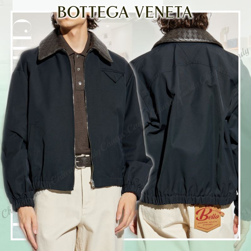 25AW NEW】BOTTEGA VENETA_men / レザーカラー付き ブルゾン (BOTTEGA