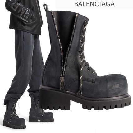BALENCIAGA】STOMPER ZIPPED BOOTIE ロゴ レザー ブーツ (BALENCIAGA