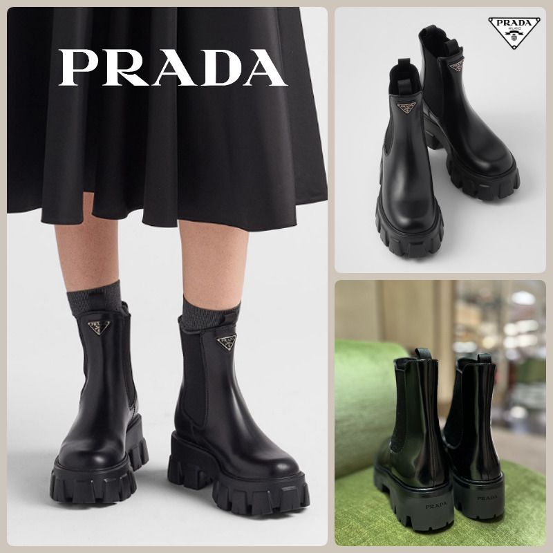 PRADA【入手困難】☆モノリス☆ブラッシュドレザー ブーティー (PRADA