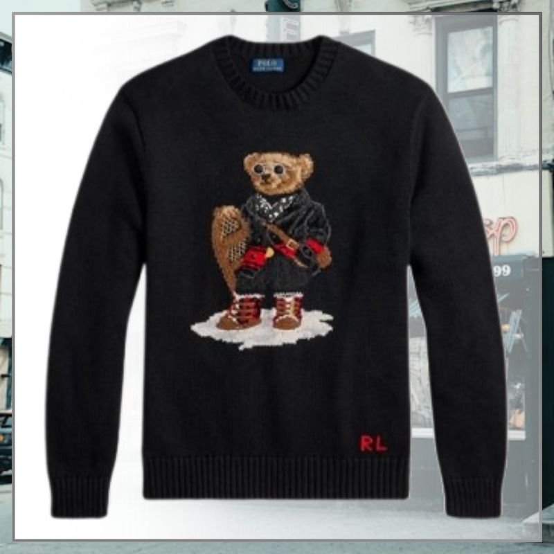アイコニックなポロベアで上質な装い-PRL-クルーネックセーター (POLO