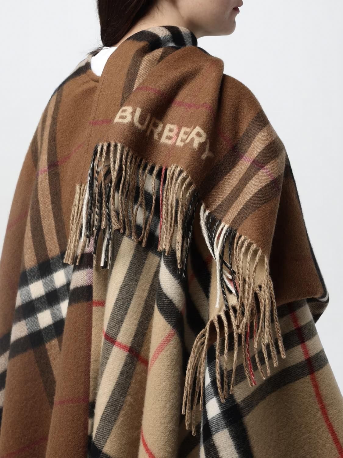 BURBERRY バーバリー チェック ウールカシミア ケープ (Burberry