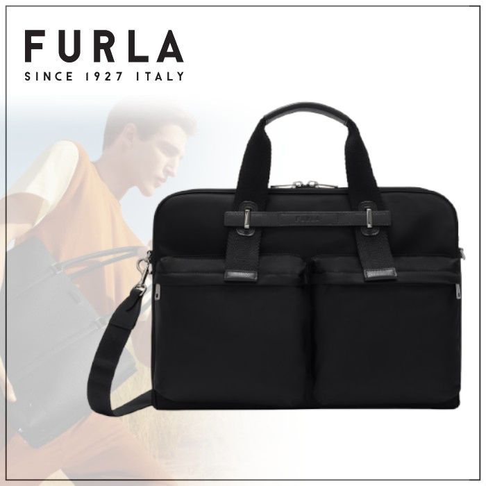 すぐ届く【FURLA】Man Giove ナイロン ブリーフケース L 2way (FURLA