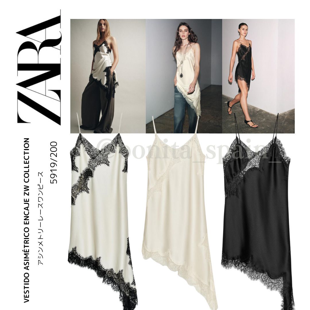 ZARA】ZW COLLECTION アシンメトリーレースワンピース (ZARA