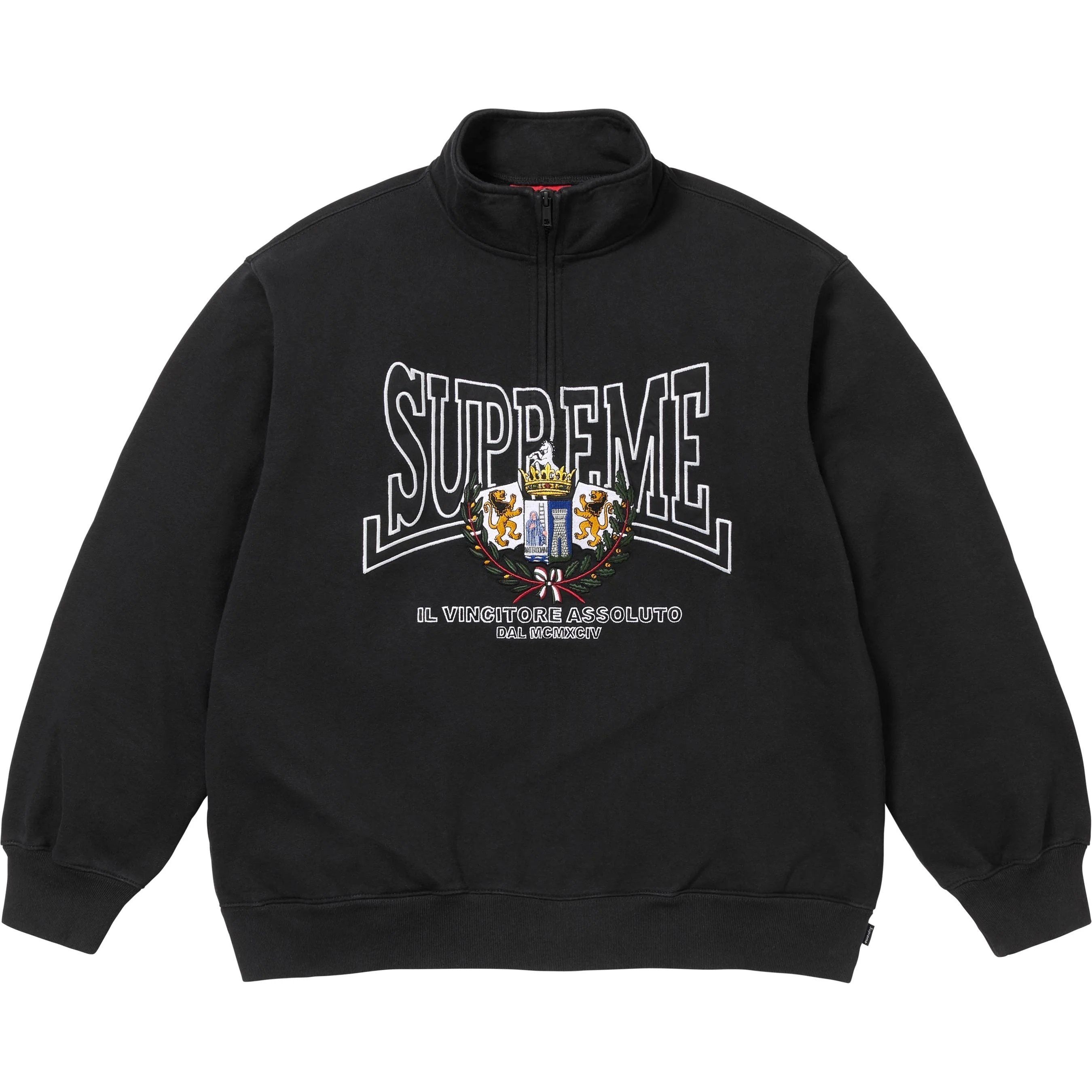Supreme☆クレスト アップリケ ハーフジップ プルオーバー (Supreme