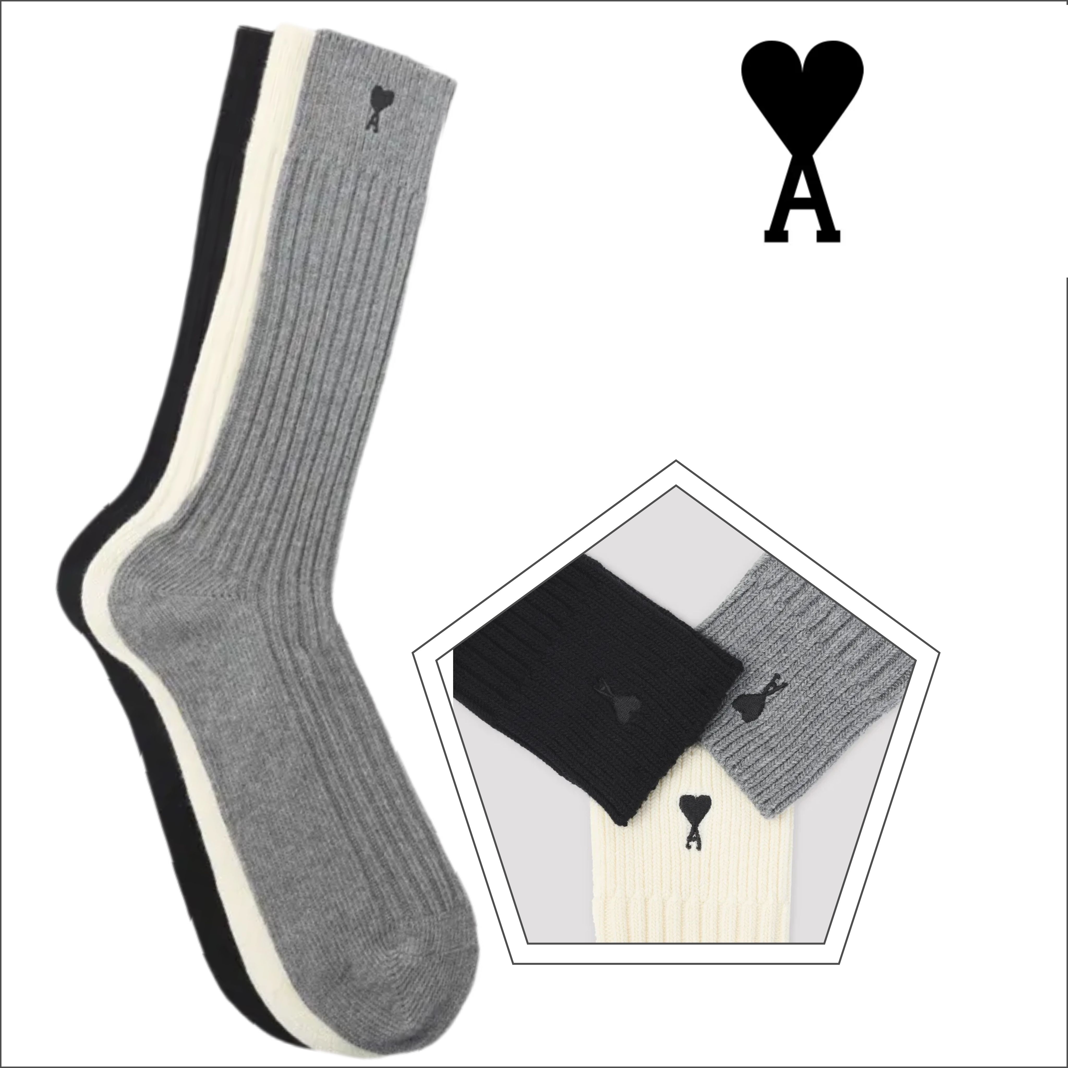 AMI PARIS】アミパリス 3足セット Ami de Coeur ソックス (AMI PARIS