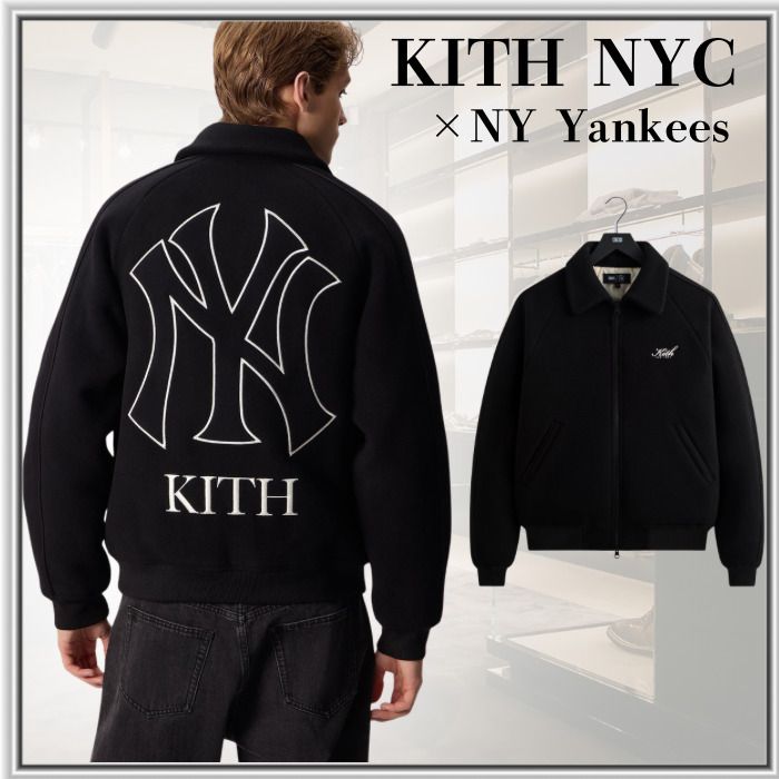 KITH x Yankees】上質メルトンウール ラグラン スタジャン (KITH NYC