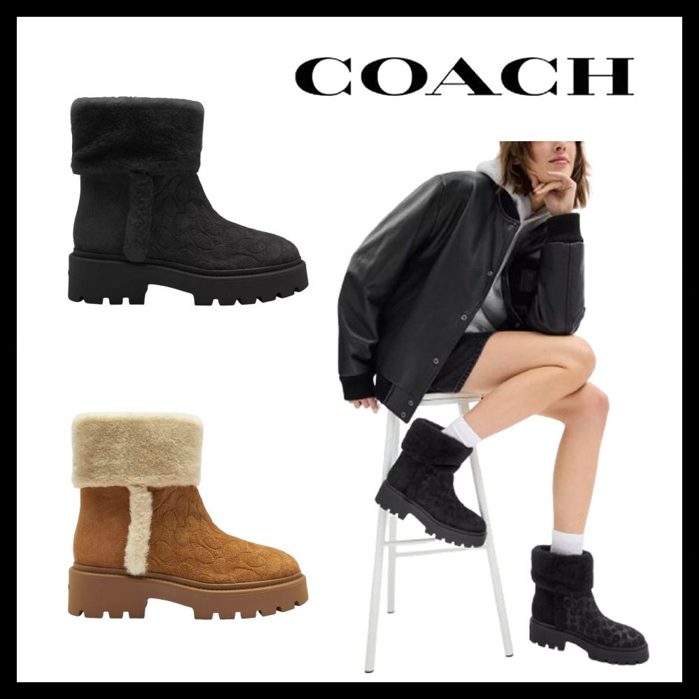 Coach】Chunky Sherpa Bootie In Signature Suede◇国内発送◇ (Coach