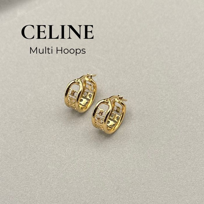 CELINE トリオンフ マルチフープ ピアス ゴールドフィニッシュ (CELINE