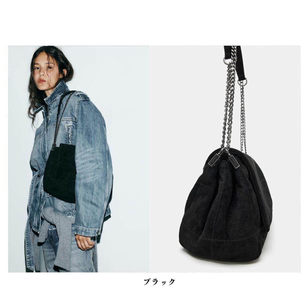ZARA】NEW スプリットスエードレザーショルダーバッグ (ZARA