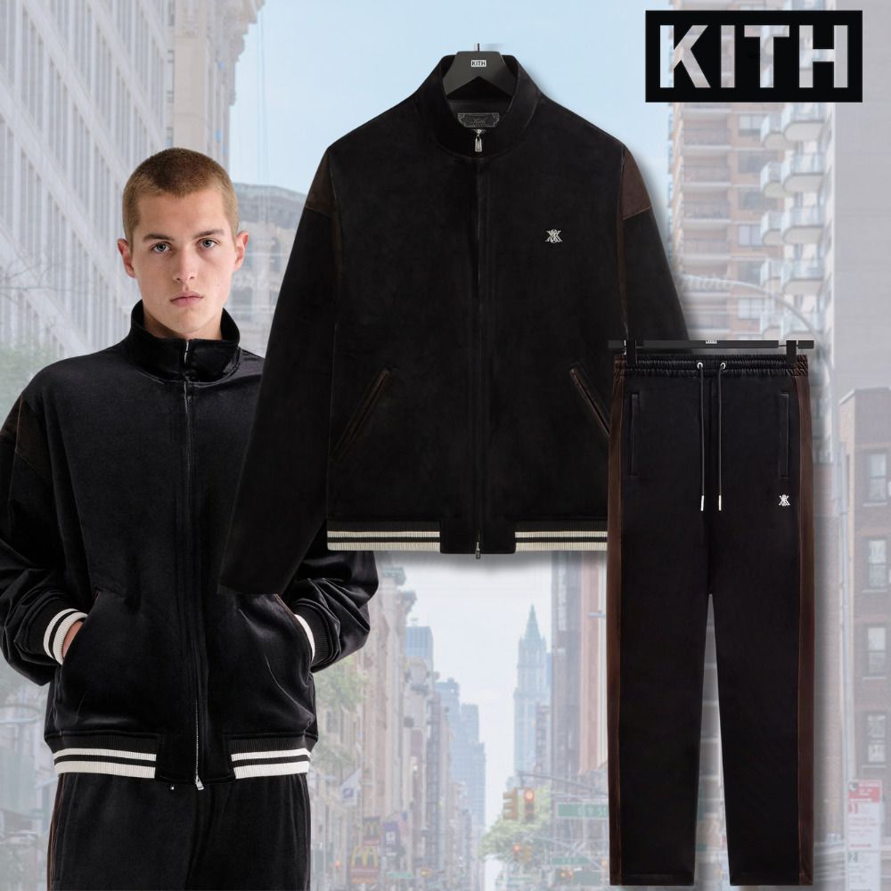 KITH ベロア ルイ トラックジャケット Blackメンズ セットアップ (KITH