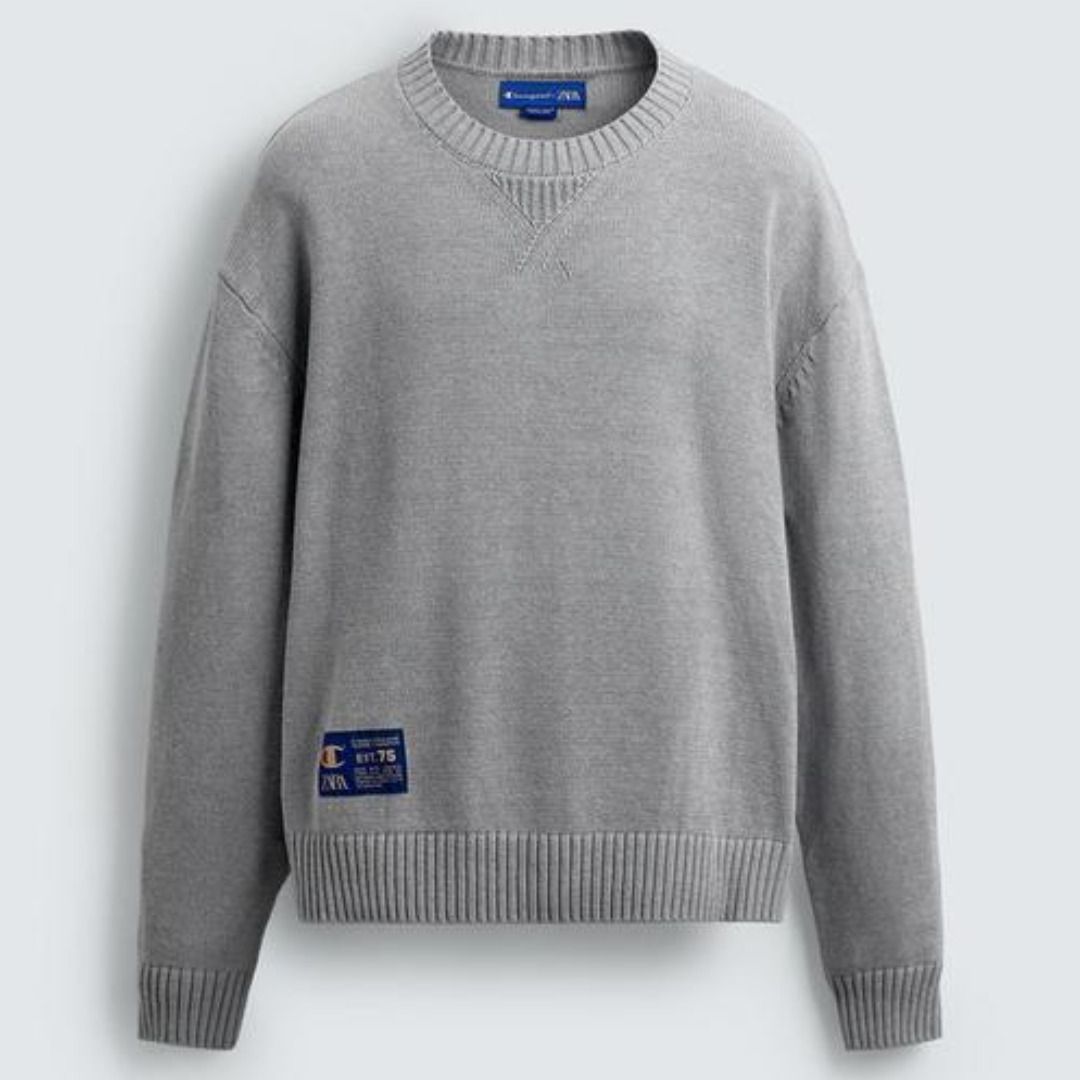 ZARA］ストライプ柄パッチ CHAMPION X ZARA セーター (ZARA/ニット