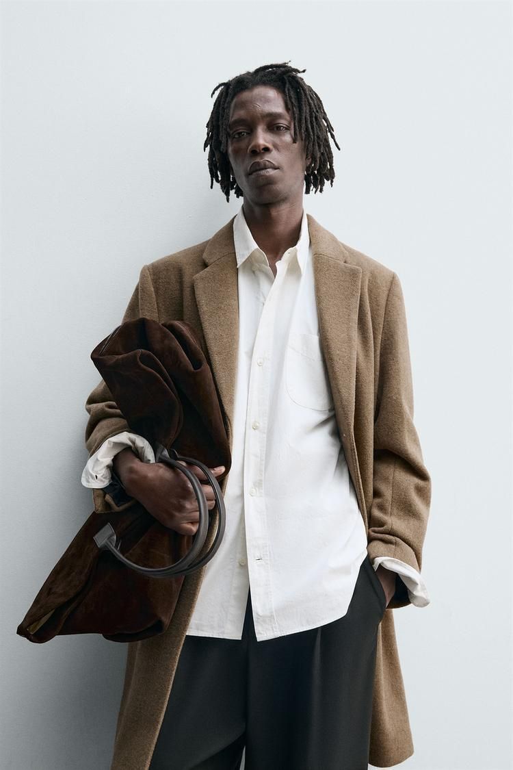 ZARA】ウールレギュラーフィットコート ミンク | 5070/100/706 (ZARA