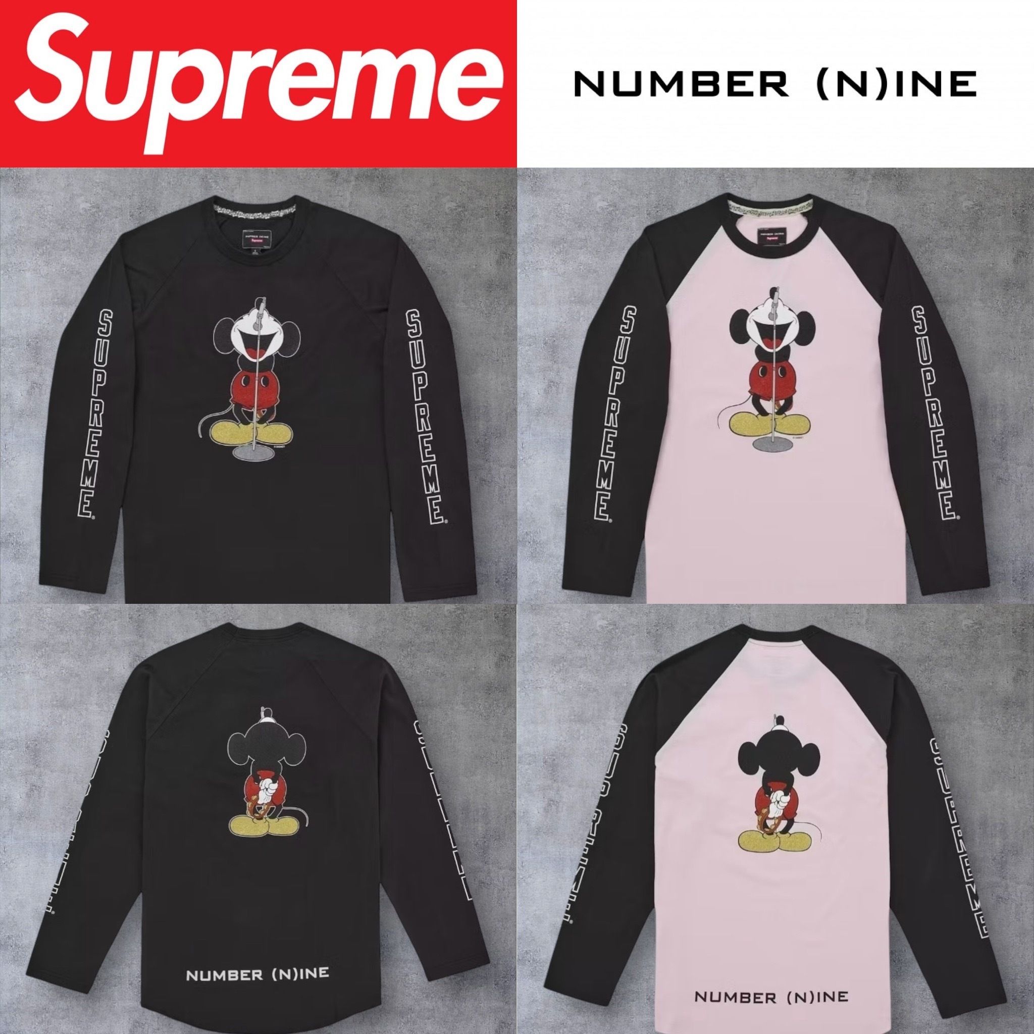 2025FW】Supreme Number (N)ine Mickey Raglan L/S Top (Supreme/T