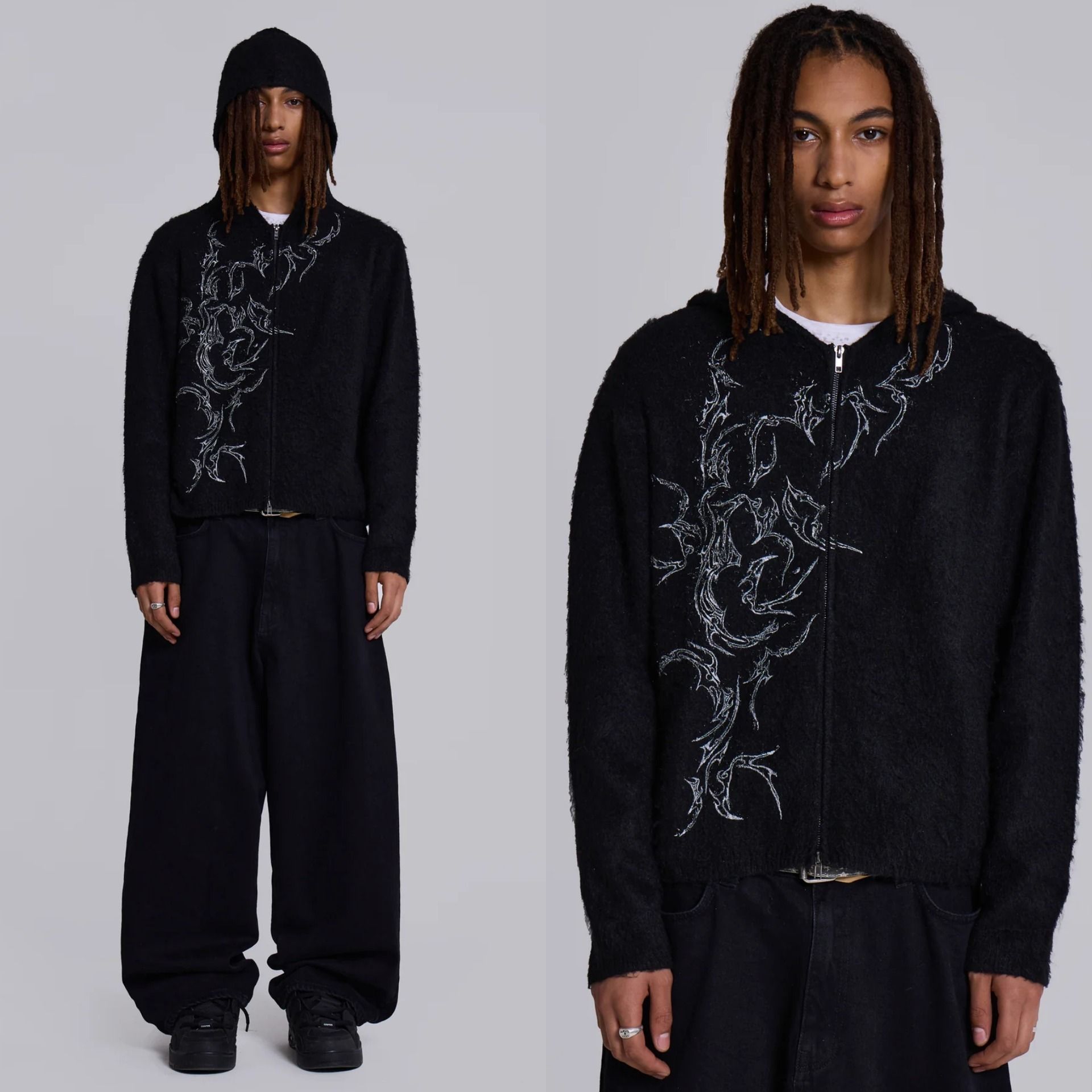 ☆JADED LONDON UK☆ Scratch Mohair Zip-Up Hoodie (JADED LONDON