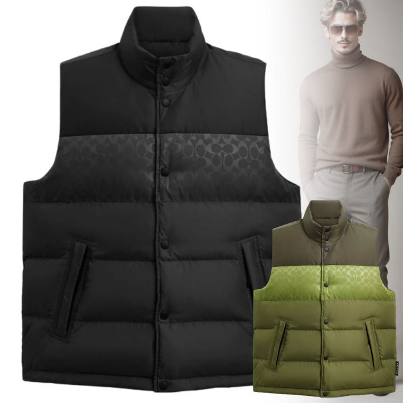 人気【COACH】コーチ リバーシブル カラーブロック ダウンベスト