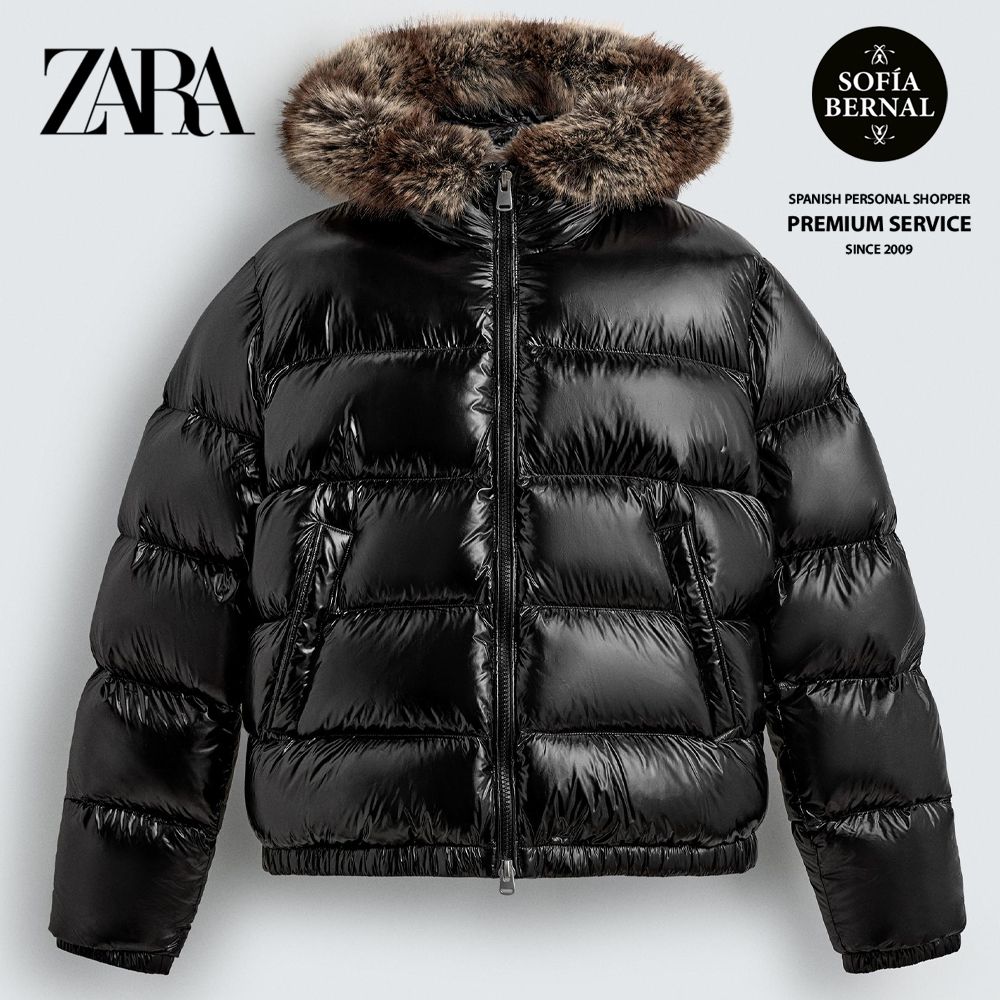 ZARA 100% フェザーフード付きダウンジャケット (ZARA/ダウン