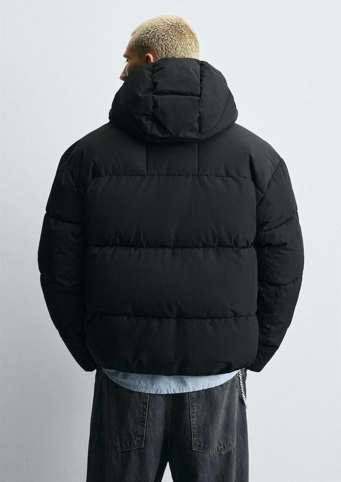 国内発送☆ZARA☆フーデッド*パフジャケット ブラック (ZARA/ダウン