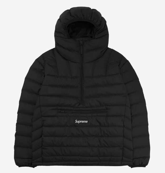 Supreme】Micro Down Half Zip Hooded Pullover Black 25FW (Supreme
