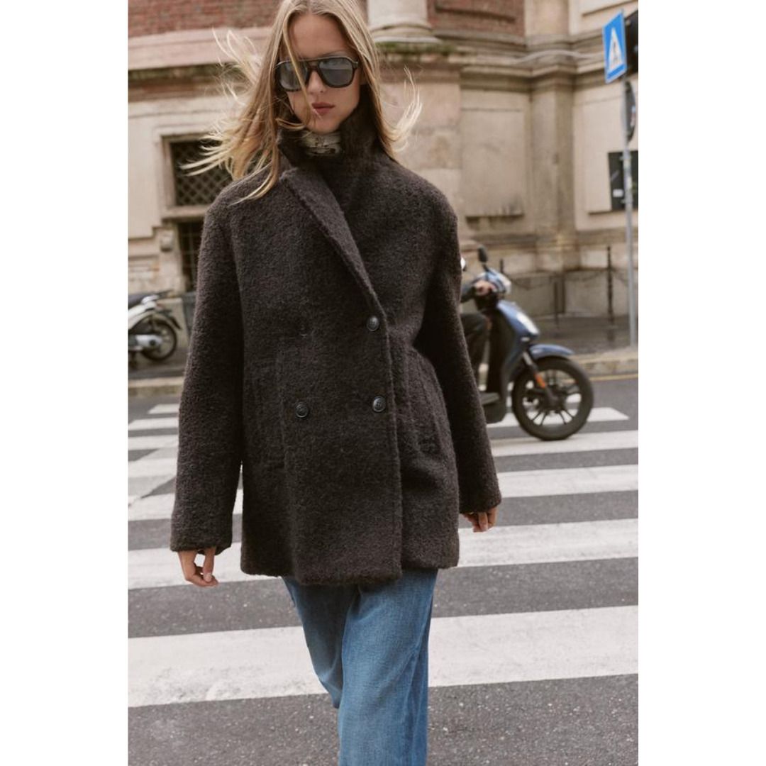 ZARA］ブークレダブルブレストミディ丈コート (ZARA/コート) 8073/328