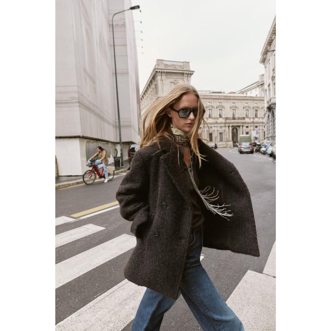 ZARA］ブークレダブルブレストミディ丈コート (ZARA/コート) 8073/328